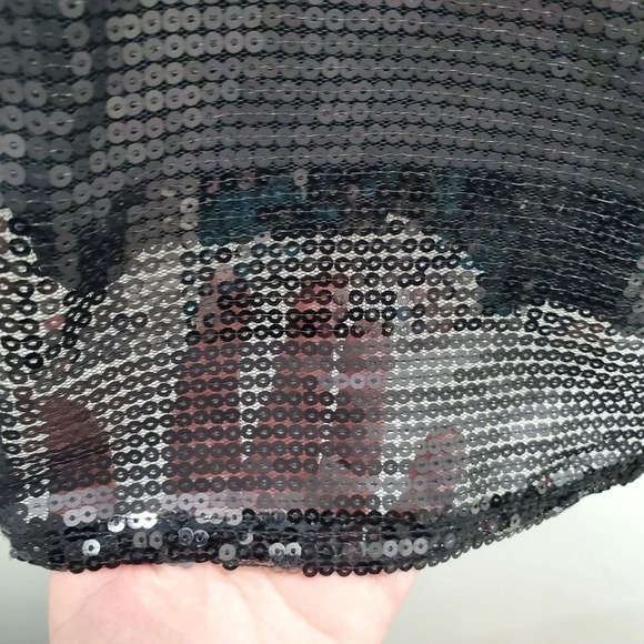 Calvin Klein Women's Black Quick Dry Full Sequin‎ Front Sleeveless Tank Top Sz S - Picture 2 of 5